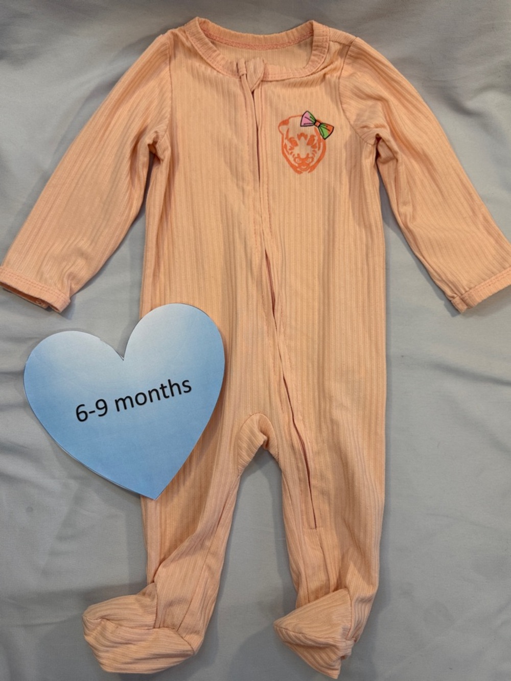 Wee Play - NWOT - Ribbed Peach Footed One-Piece Pajama - 6-9 Months